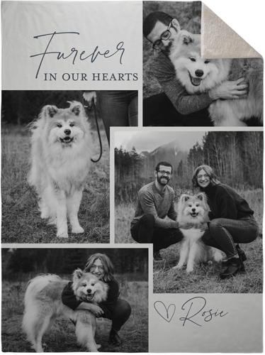 Furever Pet Memorial Fleece Photo Blanket, Sherpa, 60x80, Gray