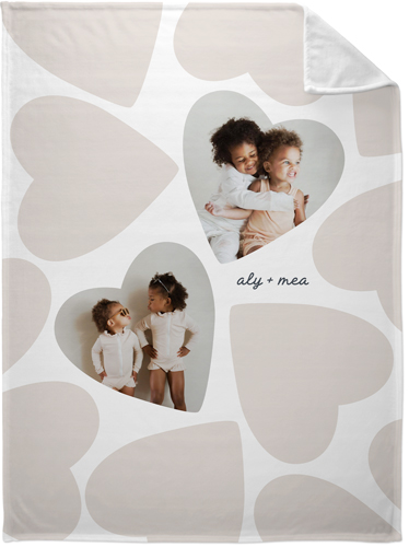 Heart Repeat Fleece Photo Blanket, Plush Fleece, 60x80, Beige, wheat
