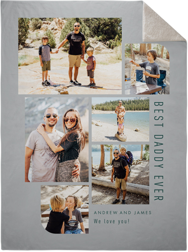 Rounded Edges Neutral Fleece Photo Blanket, Sherpa, 60x80, Gray, iron