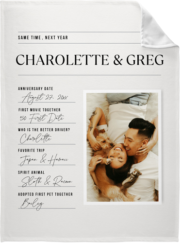 Journal Entry Fleece Photo Blanket, Fleece, 60x80, White, white