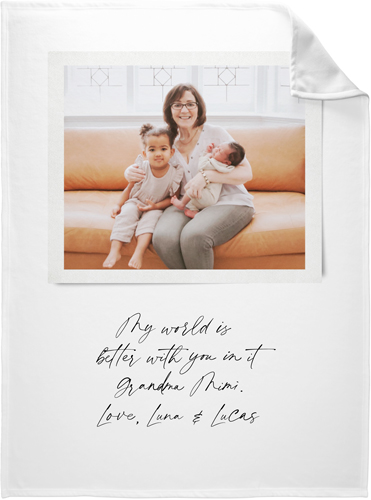 Sentimental Note Fleece Photo Blanket, Fleece, 60x80, White