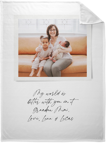 Sentimental Note Fleece Photo Blanket, Plush Fleece, 60x80, White
