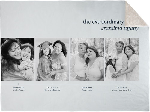 Timeline of Life Fleece Photo Blanket, Sherpa, 60x80, Gray, air