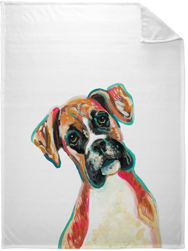 Boxer Custom Text Fleece Photo Blanket, Plush Fleece, 60x80, Multicolor