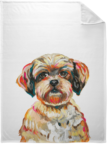 Shih Tzu Custom Text Fleece Photo Blanket, Plush Fleece, 60x80, Multicolor