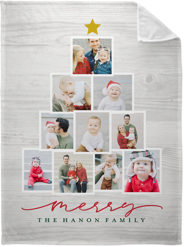 Christmas Tree Collage Fleece Photo Blanket, Plush Fleece, 60x80, Brown