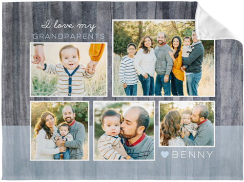 Rustic Two Tones Fleece Photo Blanket, Fleece, 60x80, Blue, glacier