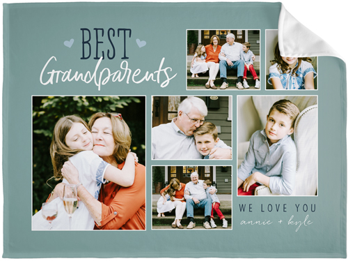 Best Grandparents Fleece Photo Blanket, Fleece, 60x80, Blue