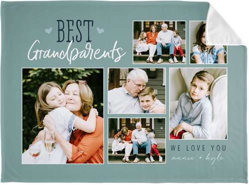 Best Grandparents Fleece Photo Blanket, Plush Fleece, 60x80, Blue