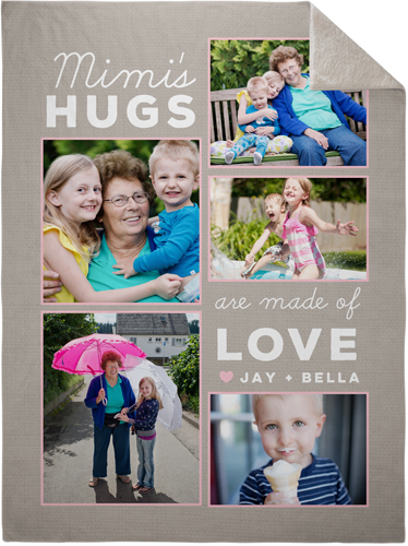 Love and Hugs Fleece Photo Blanket, Sherpa, 60x80, Beige