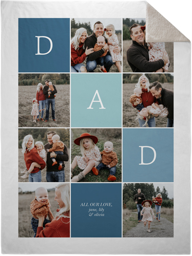 New Colorblock Dad Fleece Photo Blanket, Sherpa, 60x80, Blue