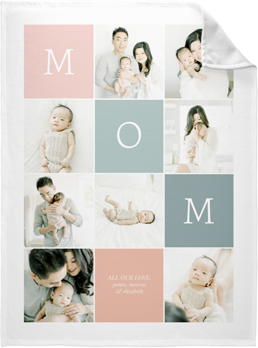 New Colorblock Mom Fleece Photo Blanket, Fleece, 60x80, Pink