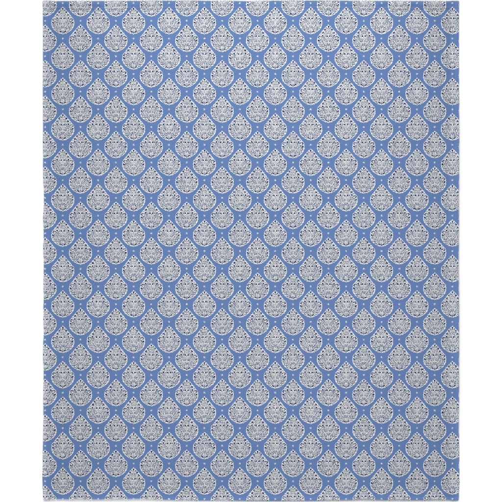 Conway Paisley - Cobalt and Navy Blanket, Fleece, 50x60, Blue