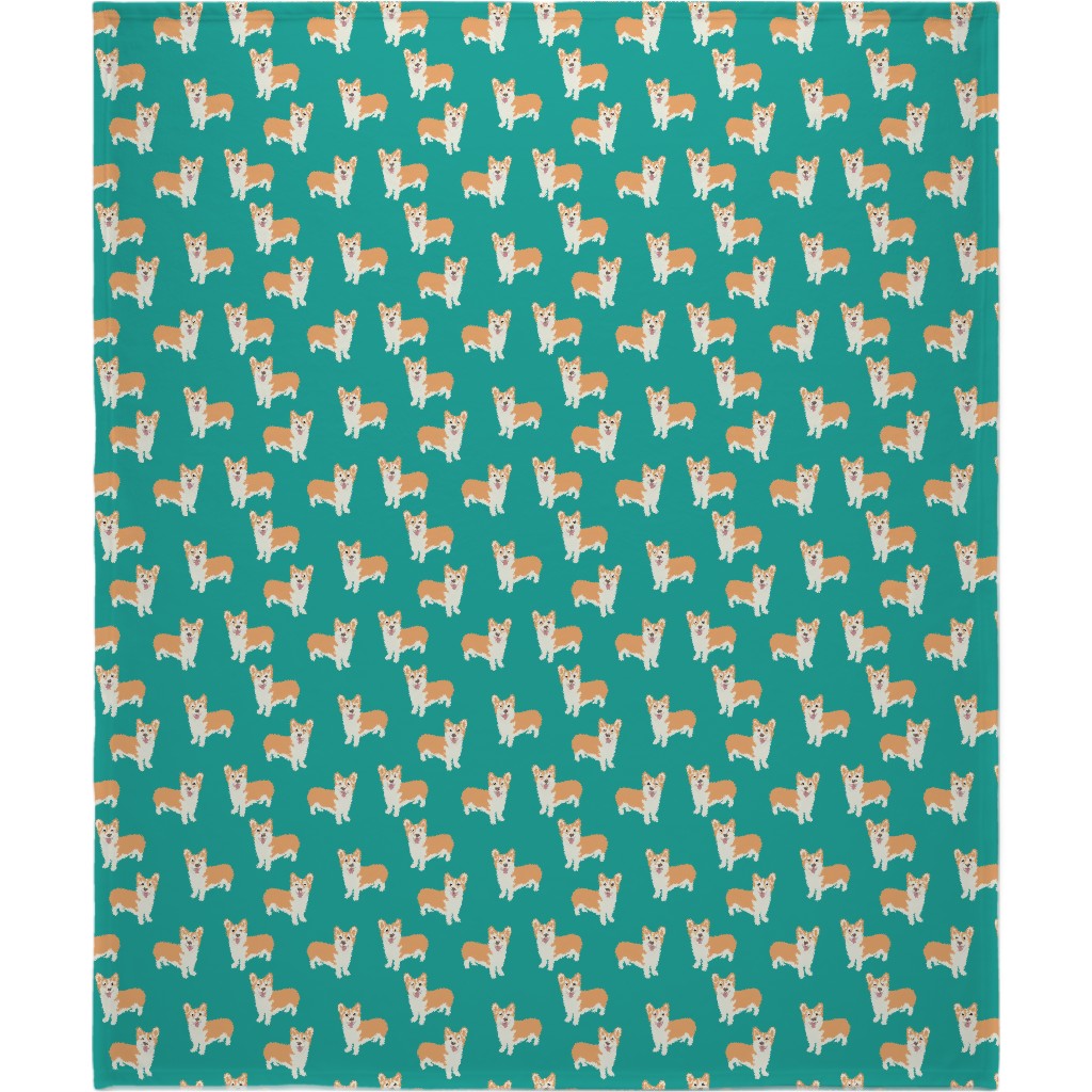 Corgi Blanket, Fleece, 50x60, Green, Jewel