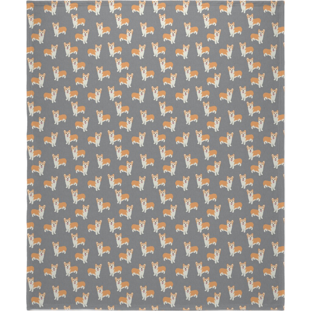 Corgi Blanket, Fleece, 50x60, Gray, Smoke Signals