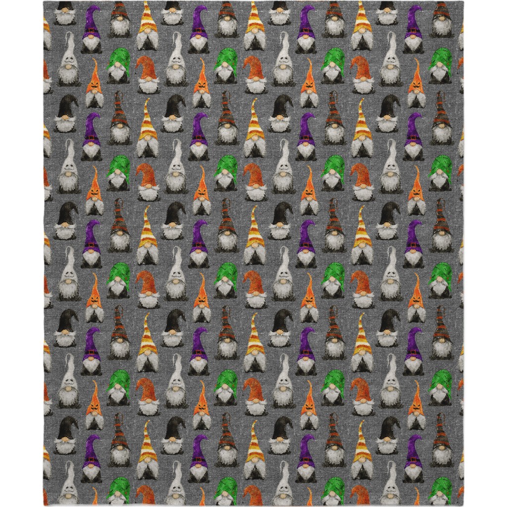 Halloween Gnomes - Grey Blanket, Fleece, 50x60, Multicolor