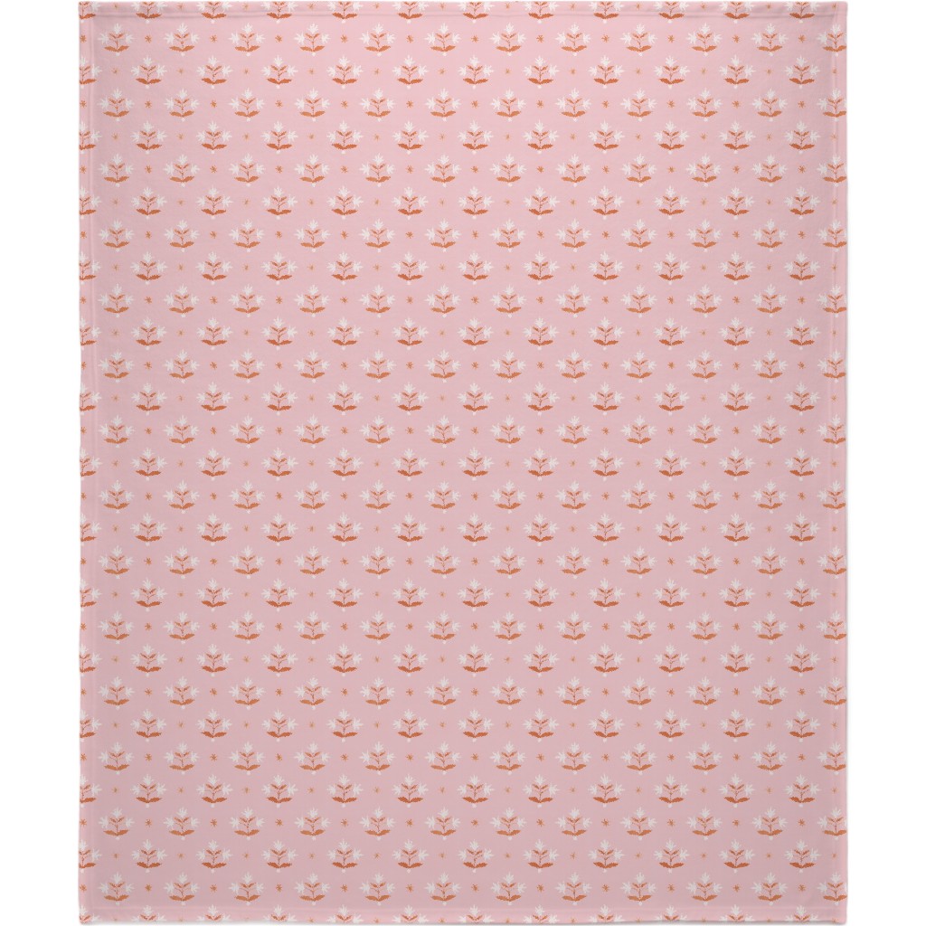Thistle Stars - Pink and Orange Blanket, Fleece, 50x60, Pink