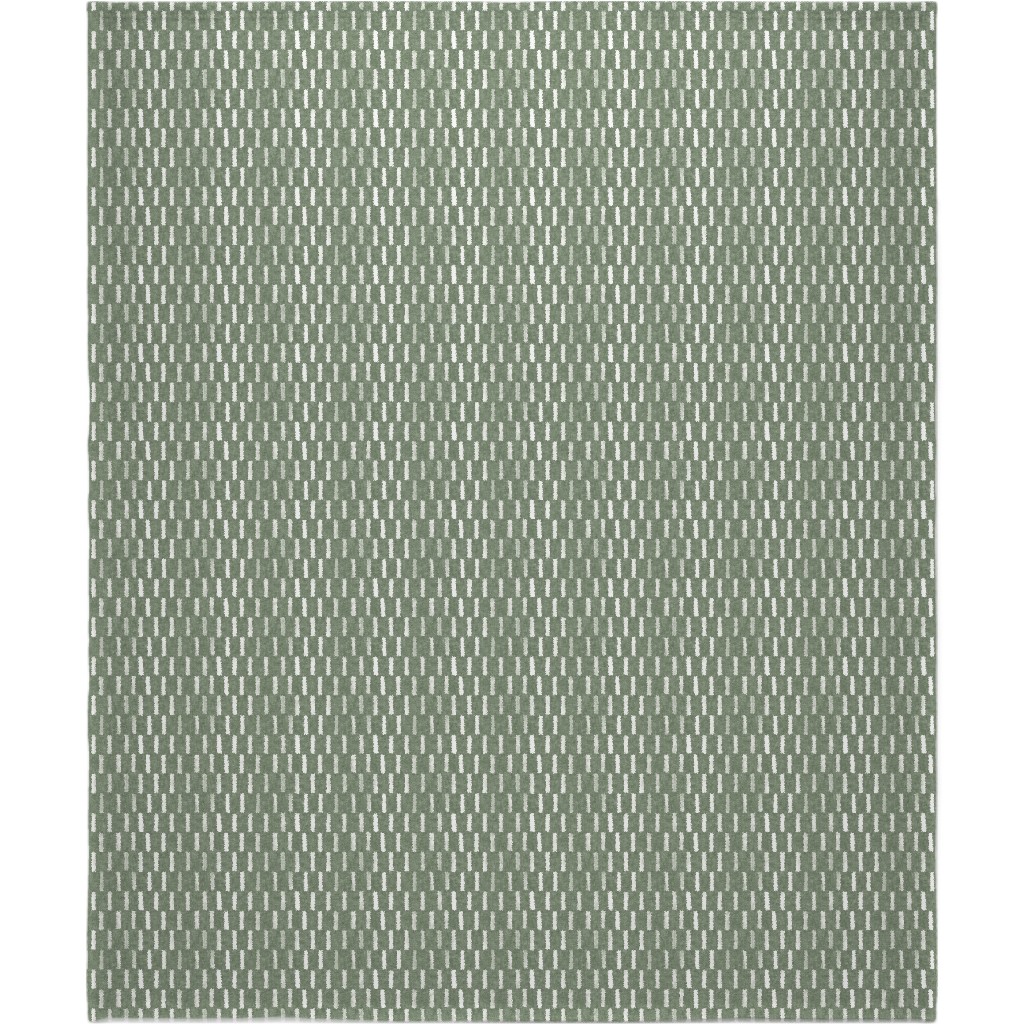 Block Print Dash - Sage Blanket, Fleece, 50x60, Green