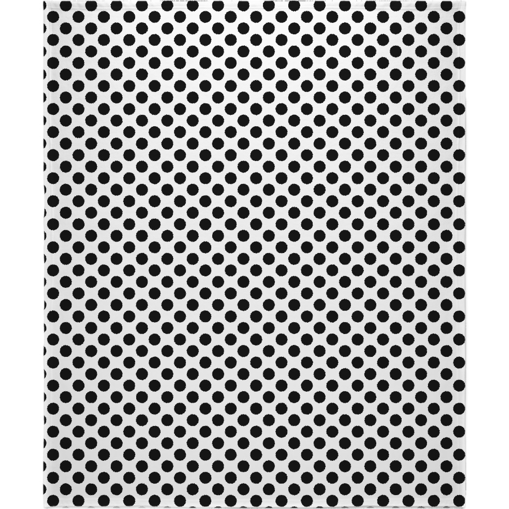 Polka Dot - Black and White Blanket, Fleece, 50x60, Black