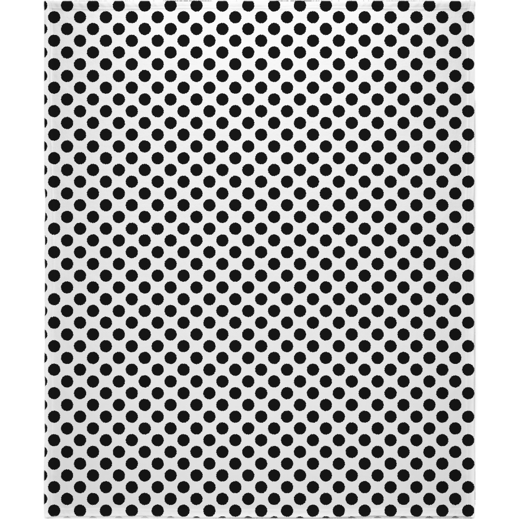Polka Dot - Black and White Blanket, Fleece, 50x60, Black, Black