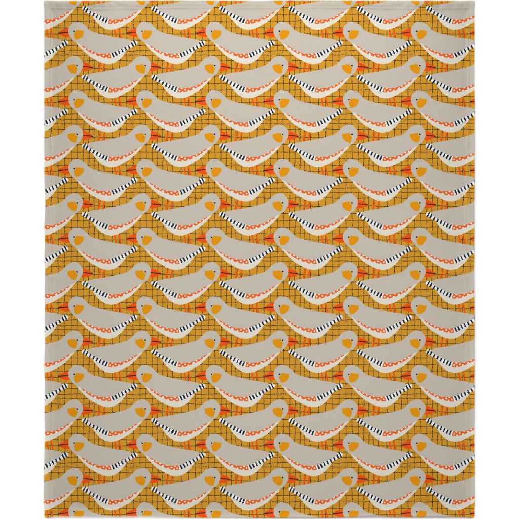 Zebra Finch - Gold Blanket, Fleece, 50x60, Orange, Orange