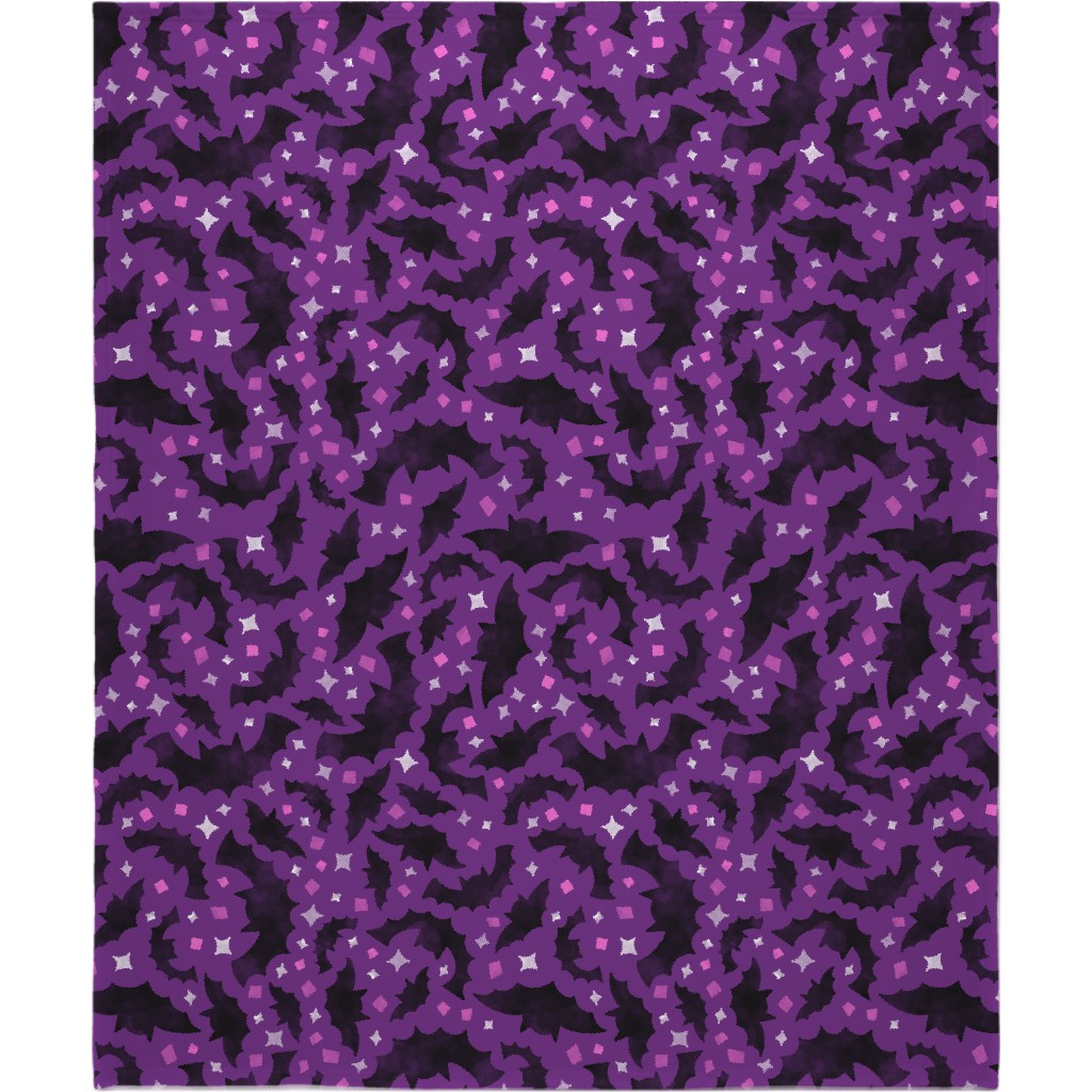 Bats & Sparkles Blanket, Fleece, 50x60, Purple