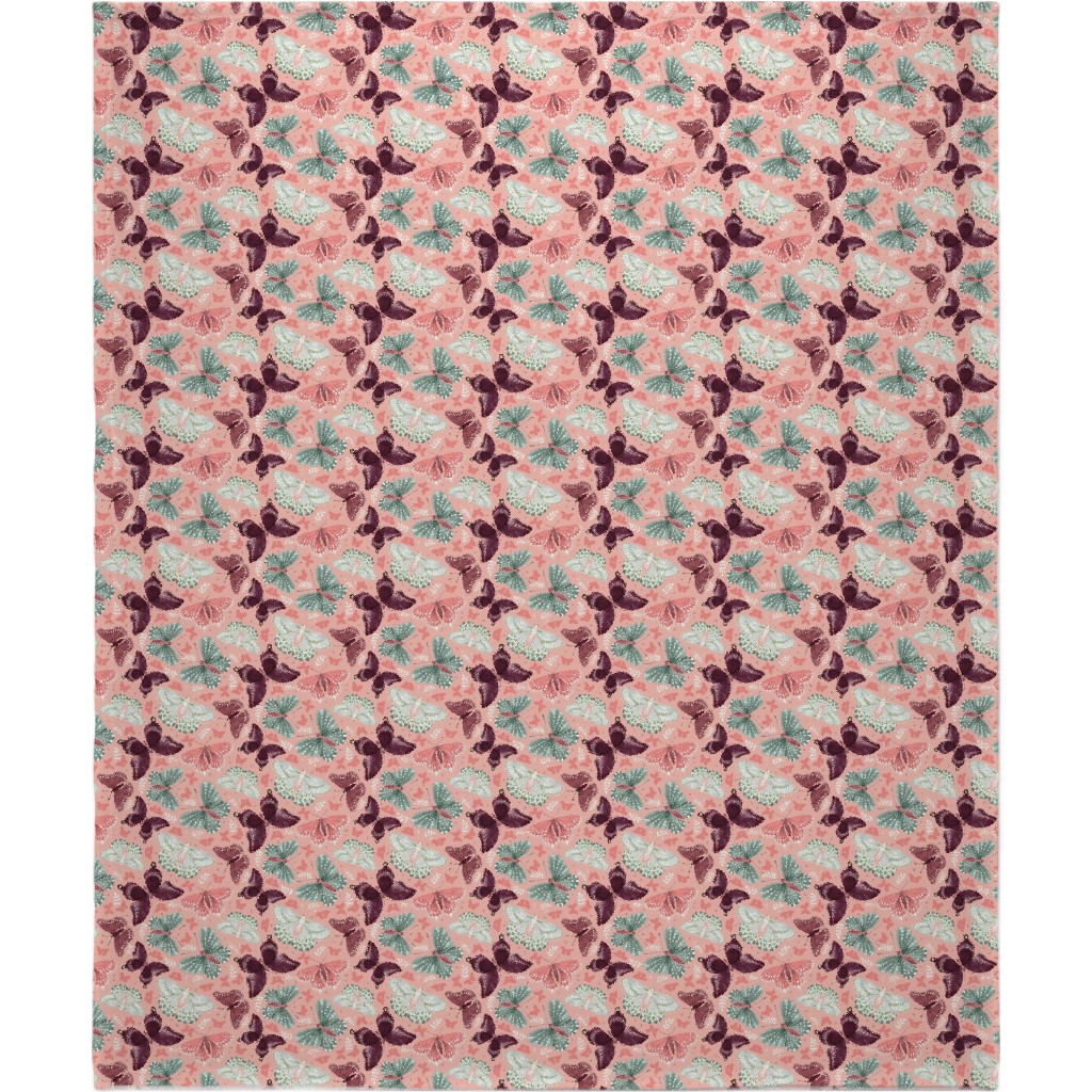Romantic Butterflies - Pink Blanket, Fleece, 50x60, Pink