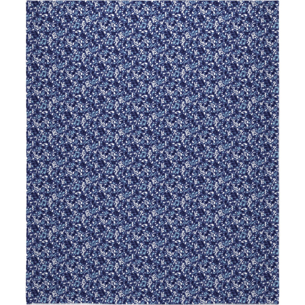 Music Notes and the Blues Blanket, Fleece, 50x60, Blue