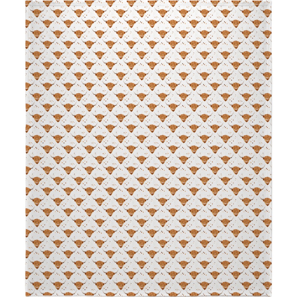 Highland Cow Blanket, Fleece, 50x60, White, White