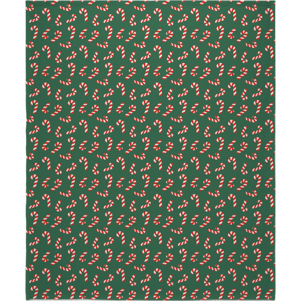 Candy Cane Pattern Blanket, Fleece, 50x60, Green