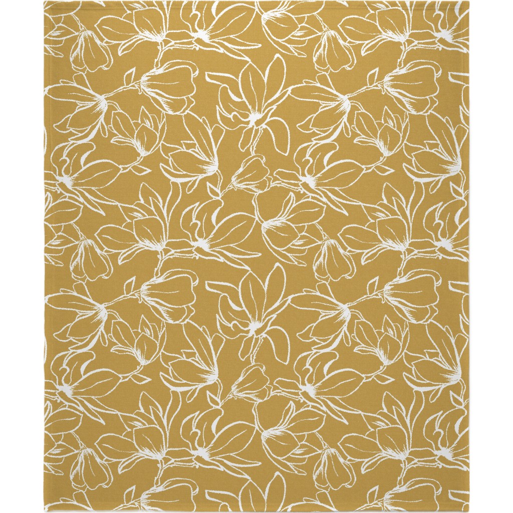 Magnolia Garden Blanket, Fleece, 50x60, Brown, Golden
