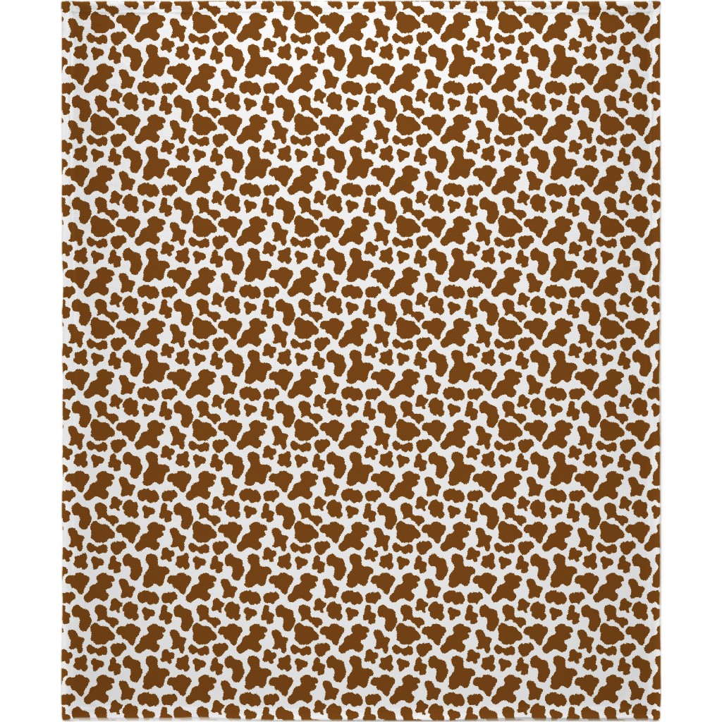 Cow Print Blanket, Fleece, 50x60, Brown