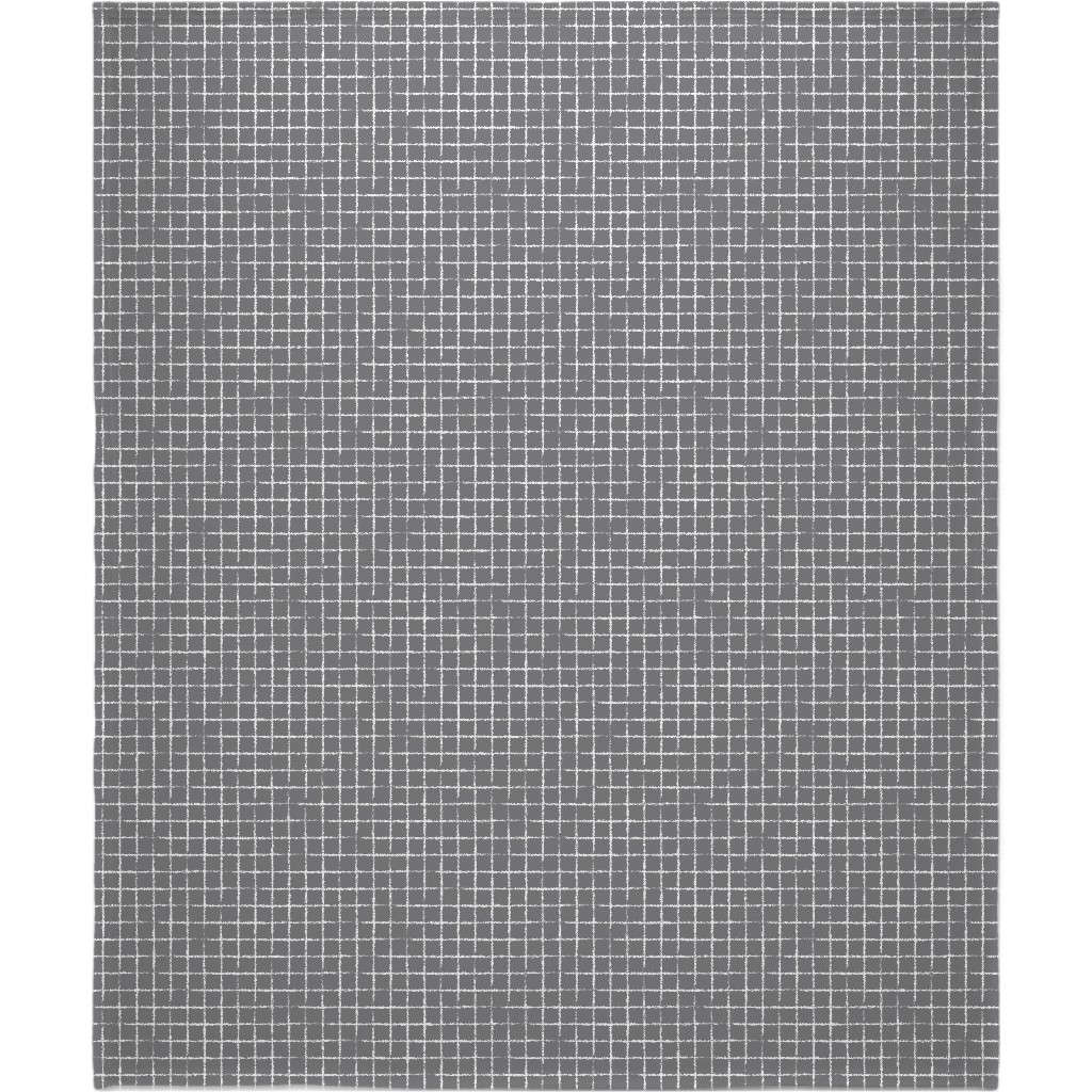 Minimalist Distorted Grid Blanket, Fleece, 50x60, Gray, Slate