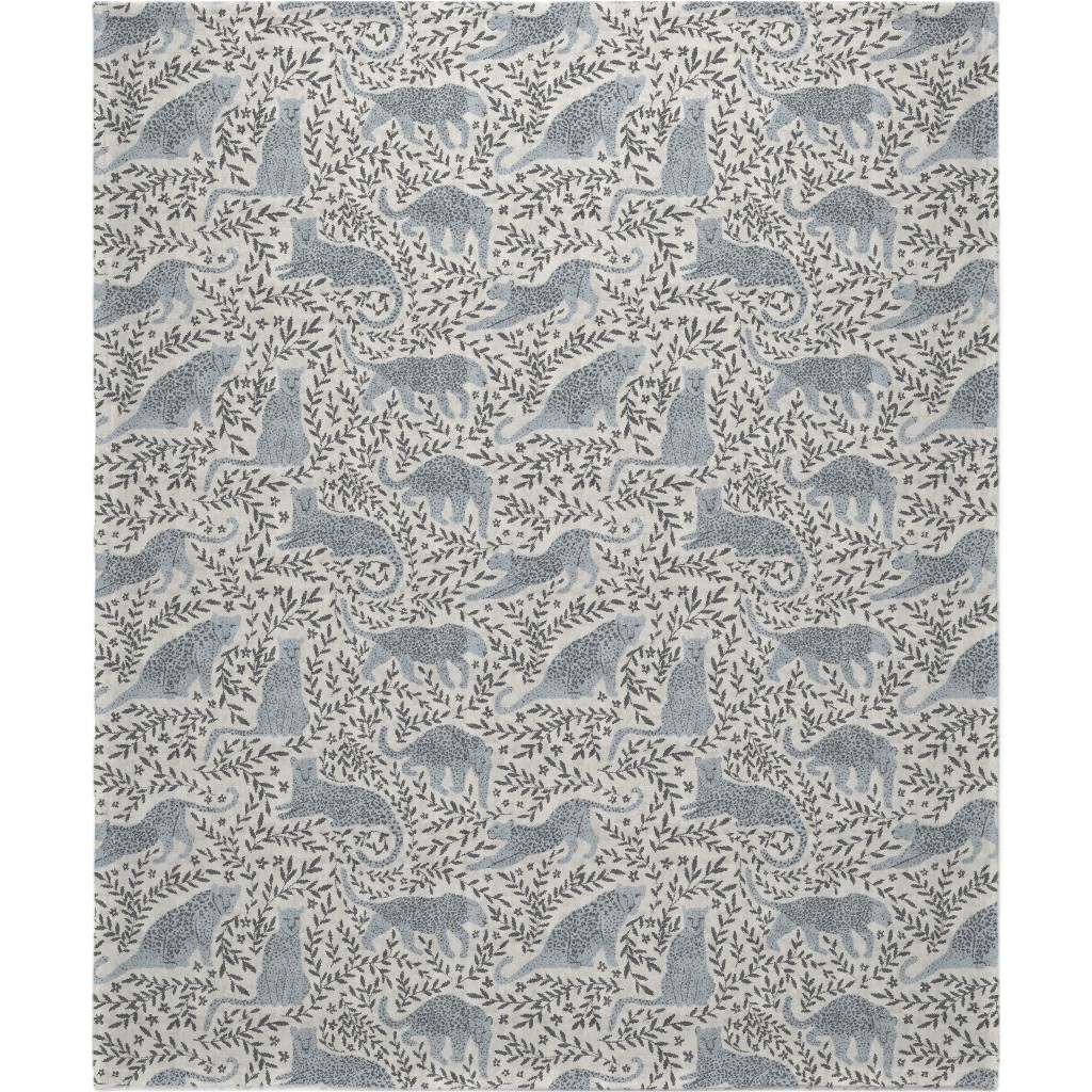 Jungle Cat Blanket, Fleece, 50x60, Gray