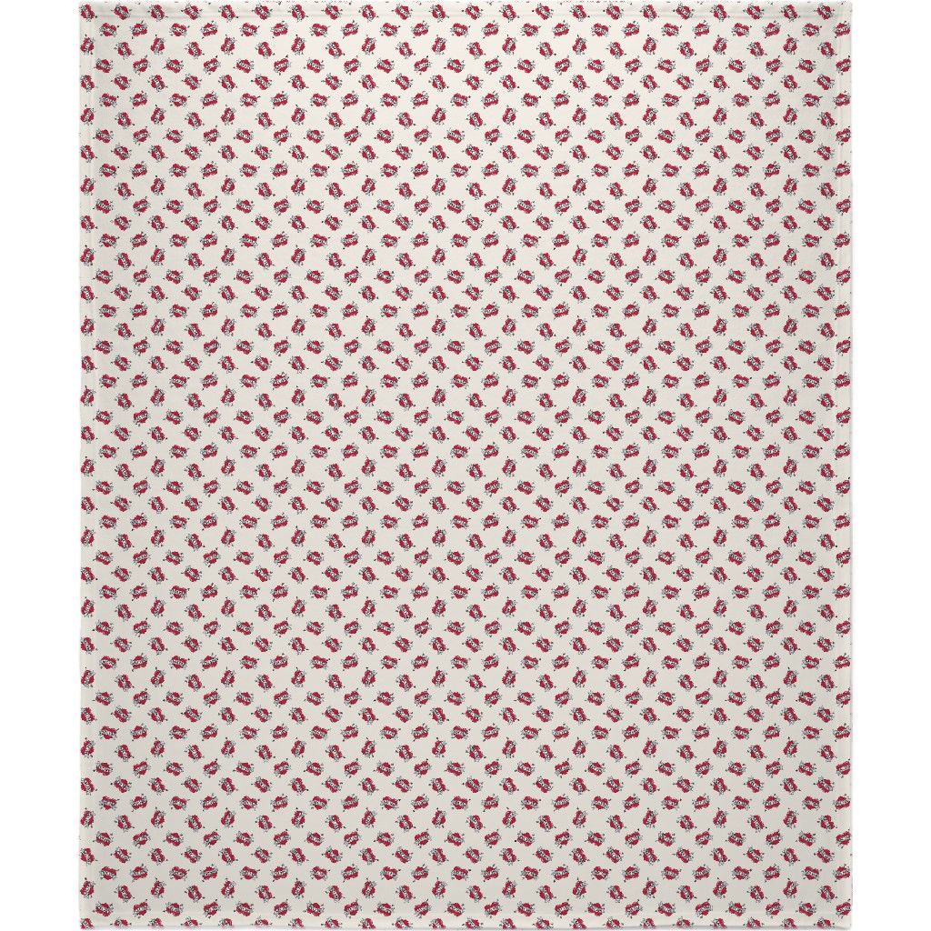 Mom Heart Tattoo - Red on Cream Blanket, Fleece, 50x60, Red, Red