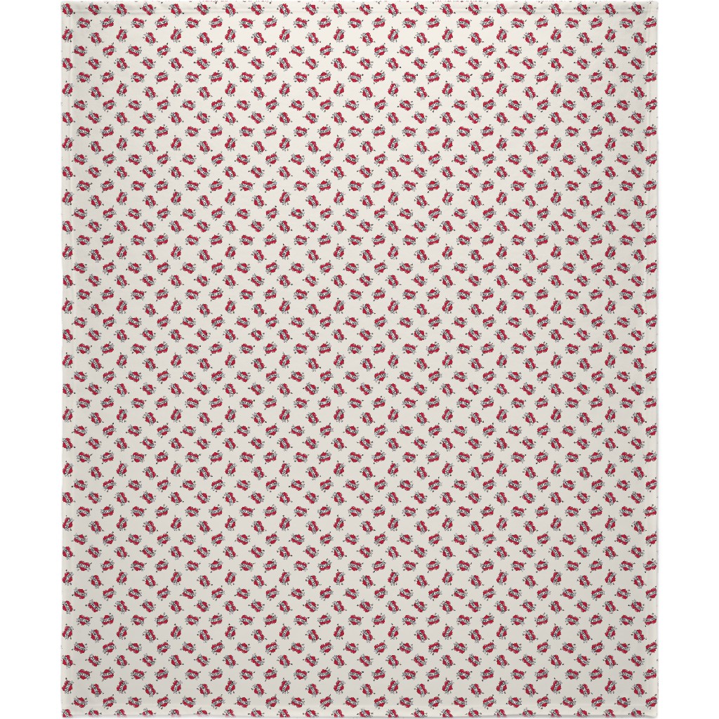 Mom Heart Tattoo - Red on Cream Blanket, Fleece, 50x60, Red