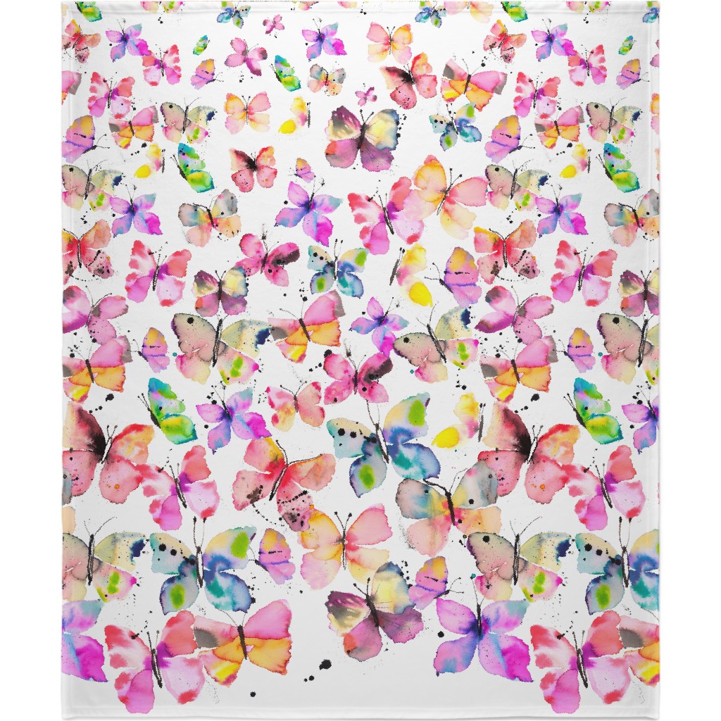 Watercolor Butterflies Gradation - Multi Blanket, Fleece, 50x60, Multicolor