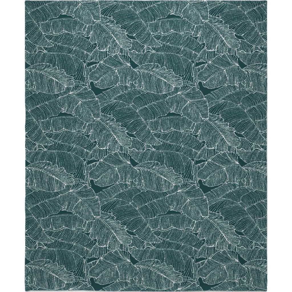 Banana Leaf - Teal Blanket, Fleece, 50x60, Green, Classic Green