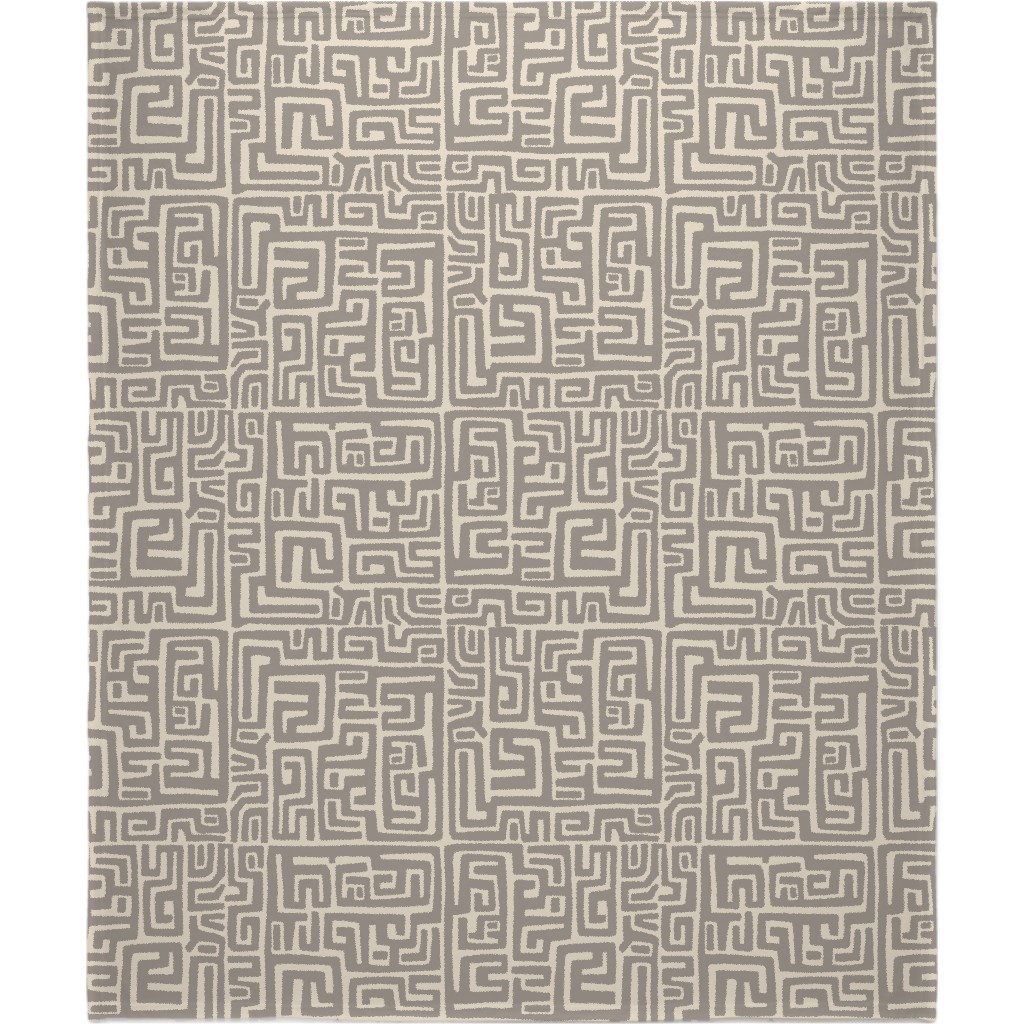 Maze Blanket, Fleece, 50x60, Gray