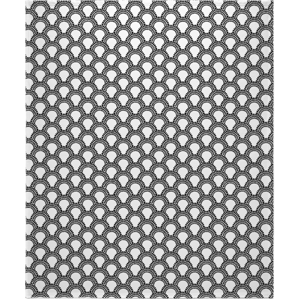 Scallops - Black & White Blanket, Fleece, 50x60, Black