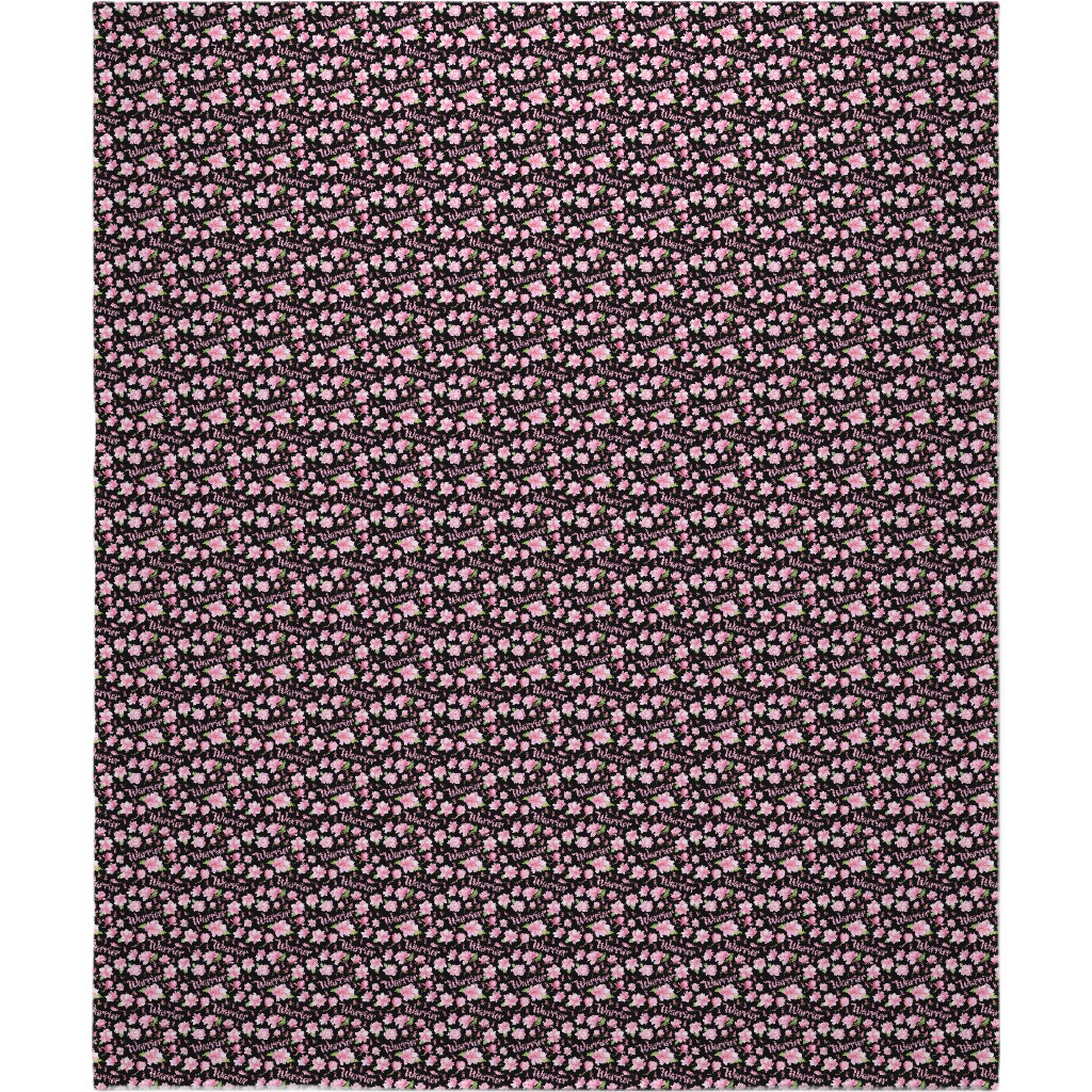 Warrior Pink Ribbon and Flowers - Pink Blanket, Fleece, 50x60, Pink