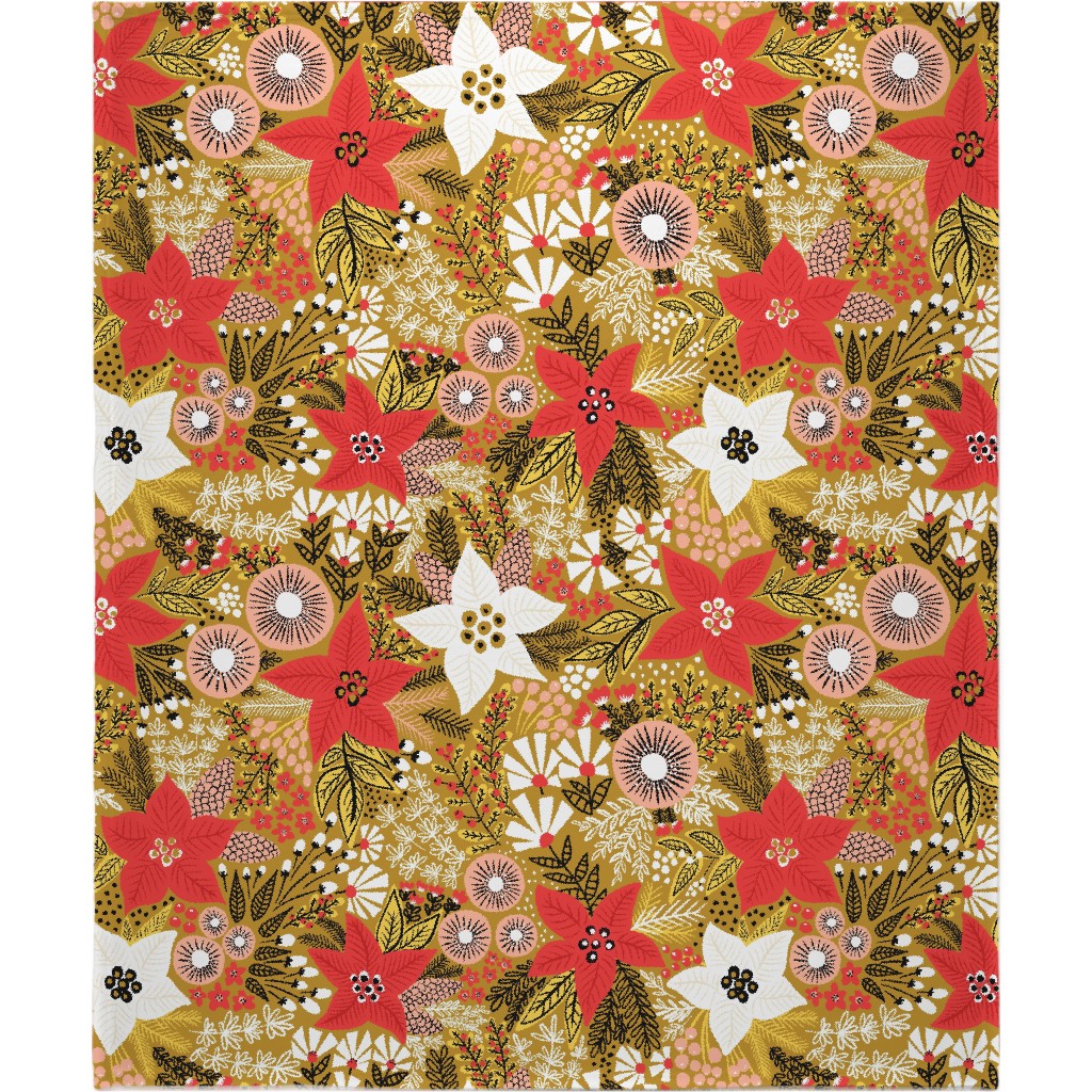 Poinsettia Christmas Flower - Multi Blanket, Fleece, 50x60, Multicolor