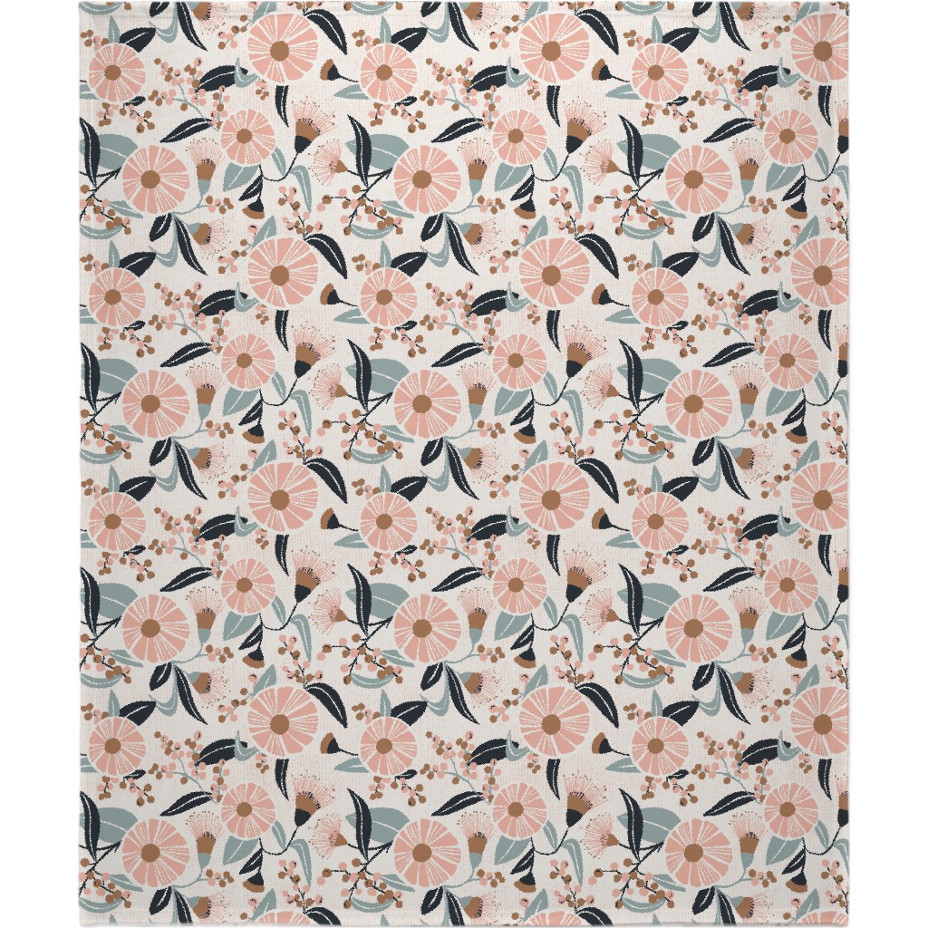 Madelyn Botanical Floral - Pink Blanket, Fleece, 50x60, Pink