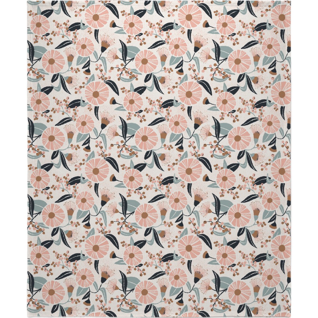 Madelyn Botanical Floral - Pink Blanket, Fleece, 50x60, Pink, Bright Pink