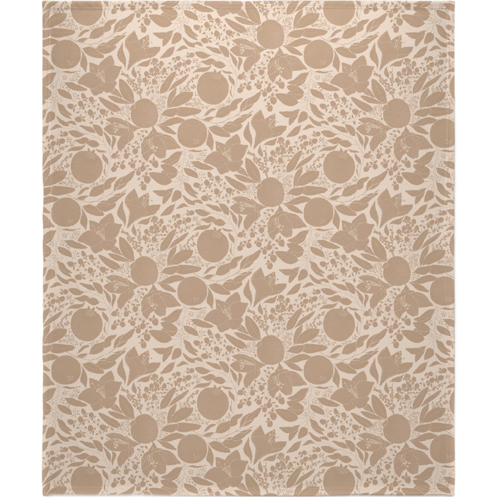 Winter Florals - Neutral Blanket, Fleece, 50x60, Beige