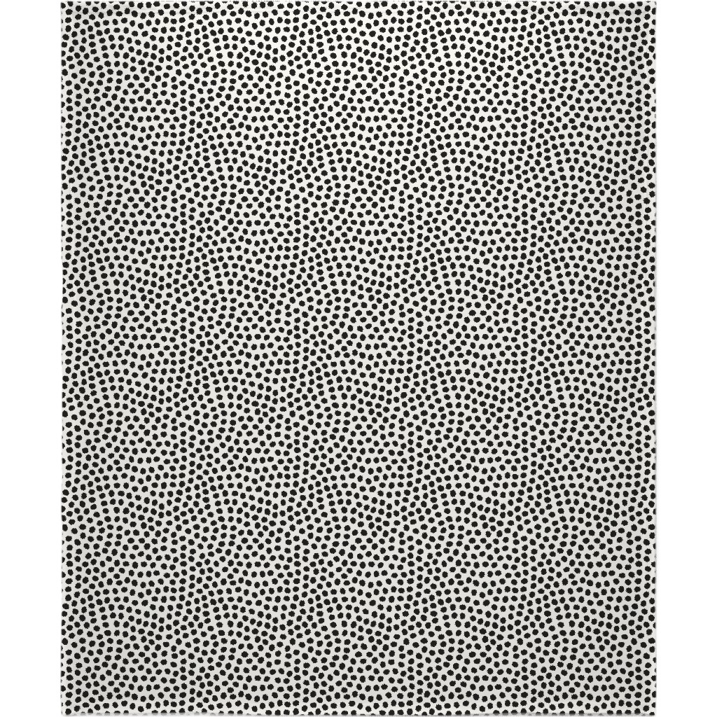 Dots - Black and White Blanket, Fleece, 50x60, White, White