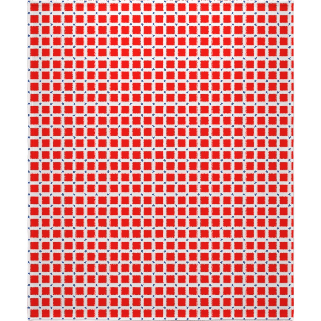 Star Plaid Blanket, Fleece, 50x60, Red, Red