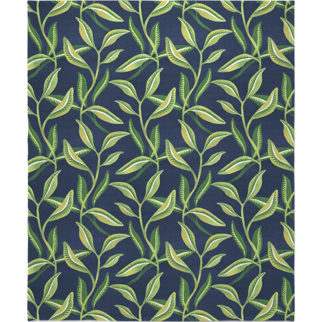 Leafy Vines - Green Blanket, Fleece, 50x60, Green