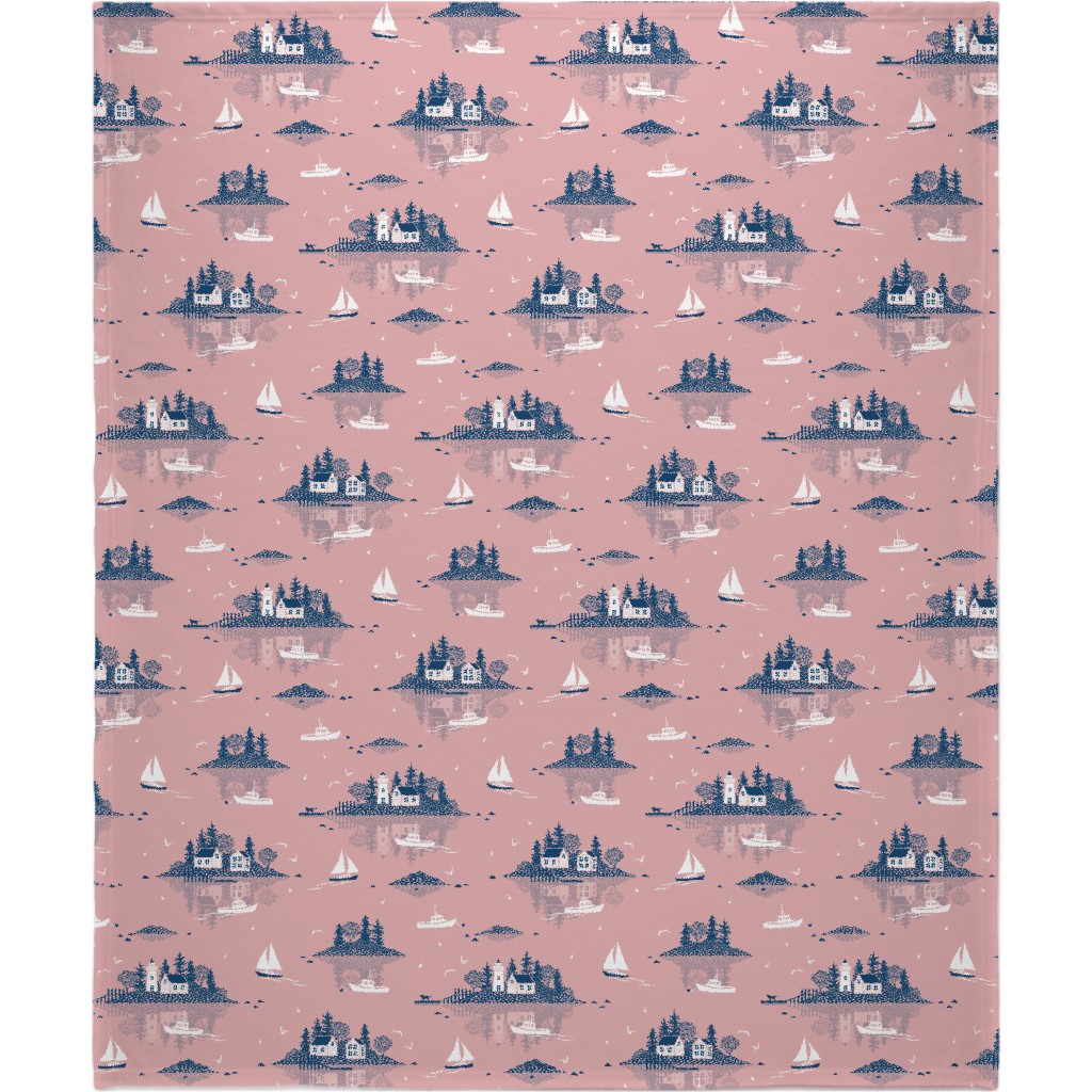 Maine Islands - Pink Blanket, Fleece, 50x60, Pink, Bright Pink
