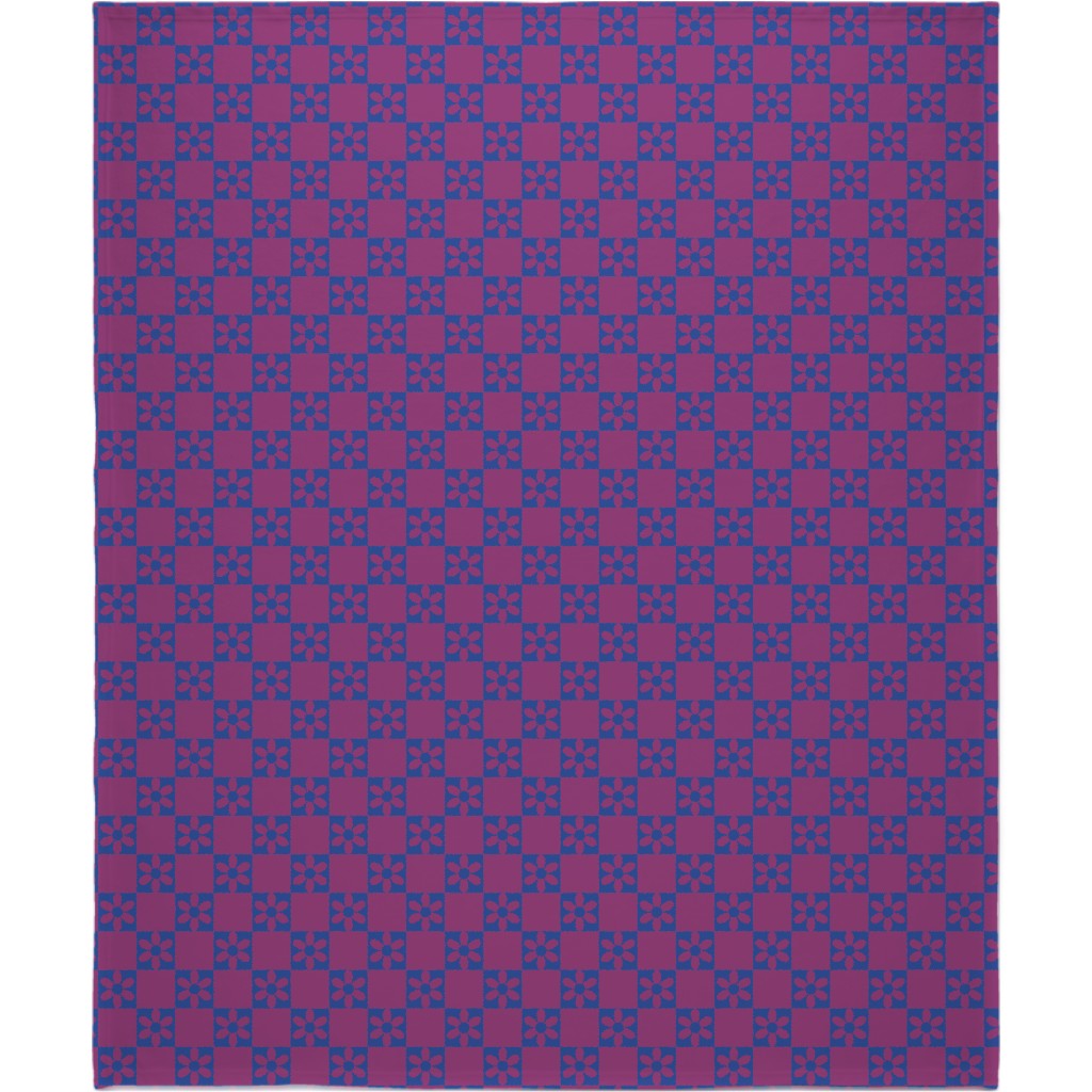 Daisy Checkerboard Blanket, Fleece, 50x60, Red